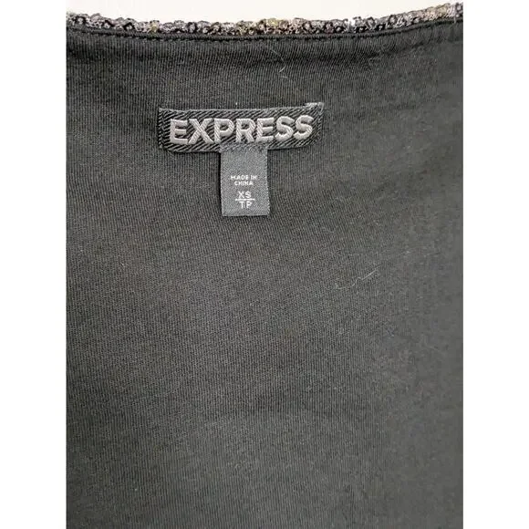 Express Women's Sequin Lined Mini Skirt Size XS Shimmer Glam Party Rocker - Picture 6 of 7
